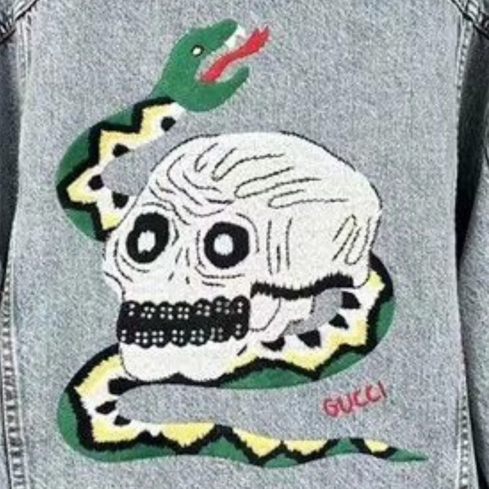 Gucci Blue Denim Oversized Embroidered Jacket UNISEX